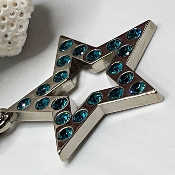 Blue Crystal Cut Out Star Purse Charm/Key Chain COACH - Picture 6 of 11